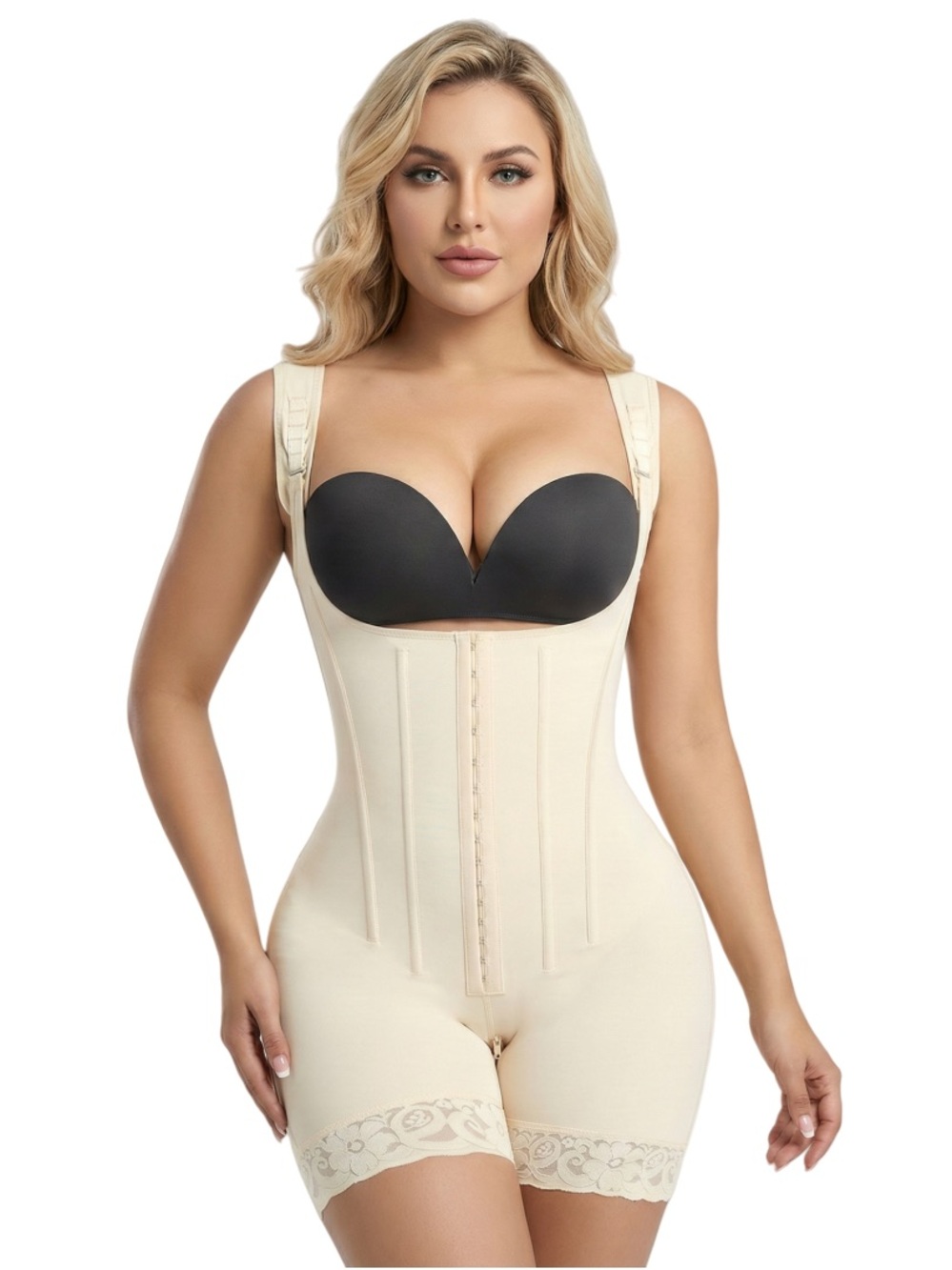 High-Waist Full-Body Shaper Bodysuit - Cream